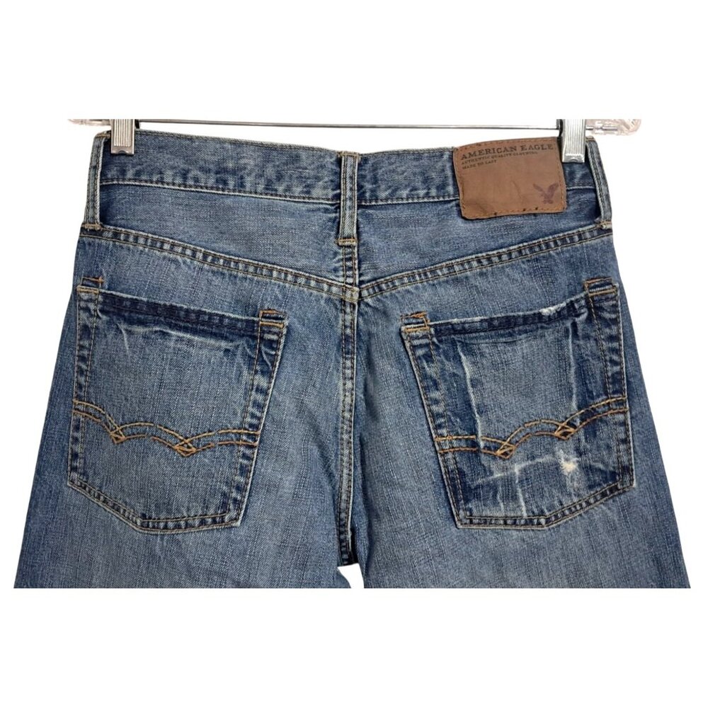 American Eagle Distressed Jeans Mens Size 28/30 Bootcut Blue Denim Y2K‎